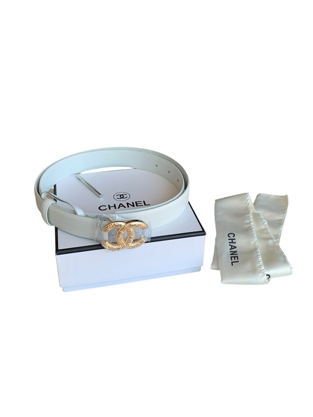 🆕 CC Gold Buckle Silk Twilly Belt | NWT in Box